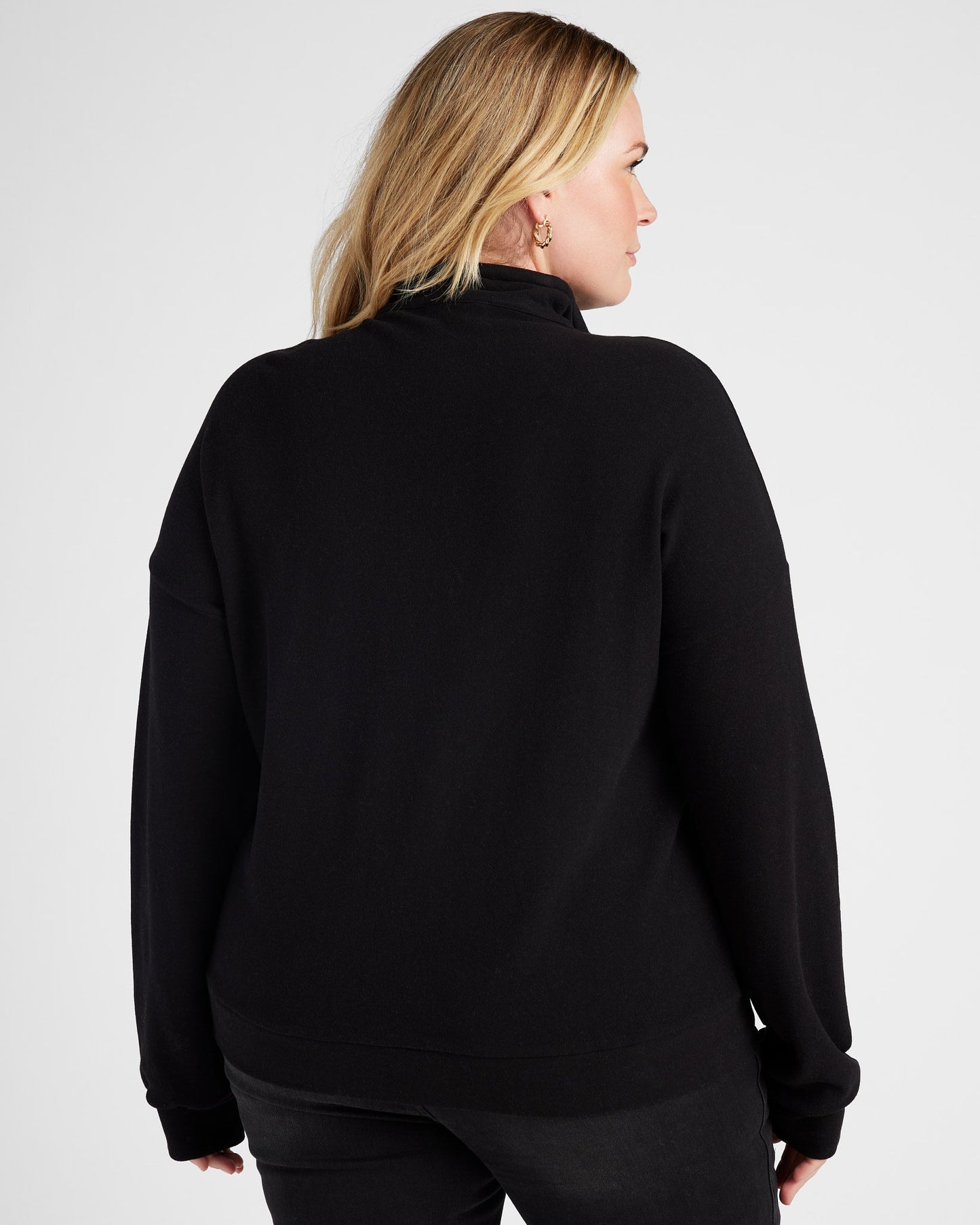 Plus Size Long Sleeve Half Zip Plush Pullover