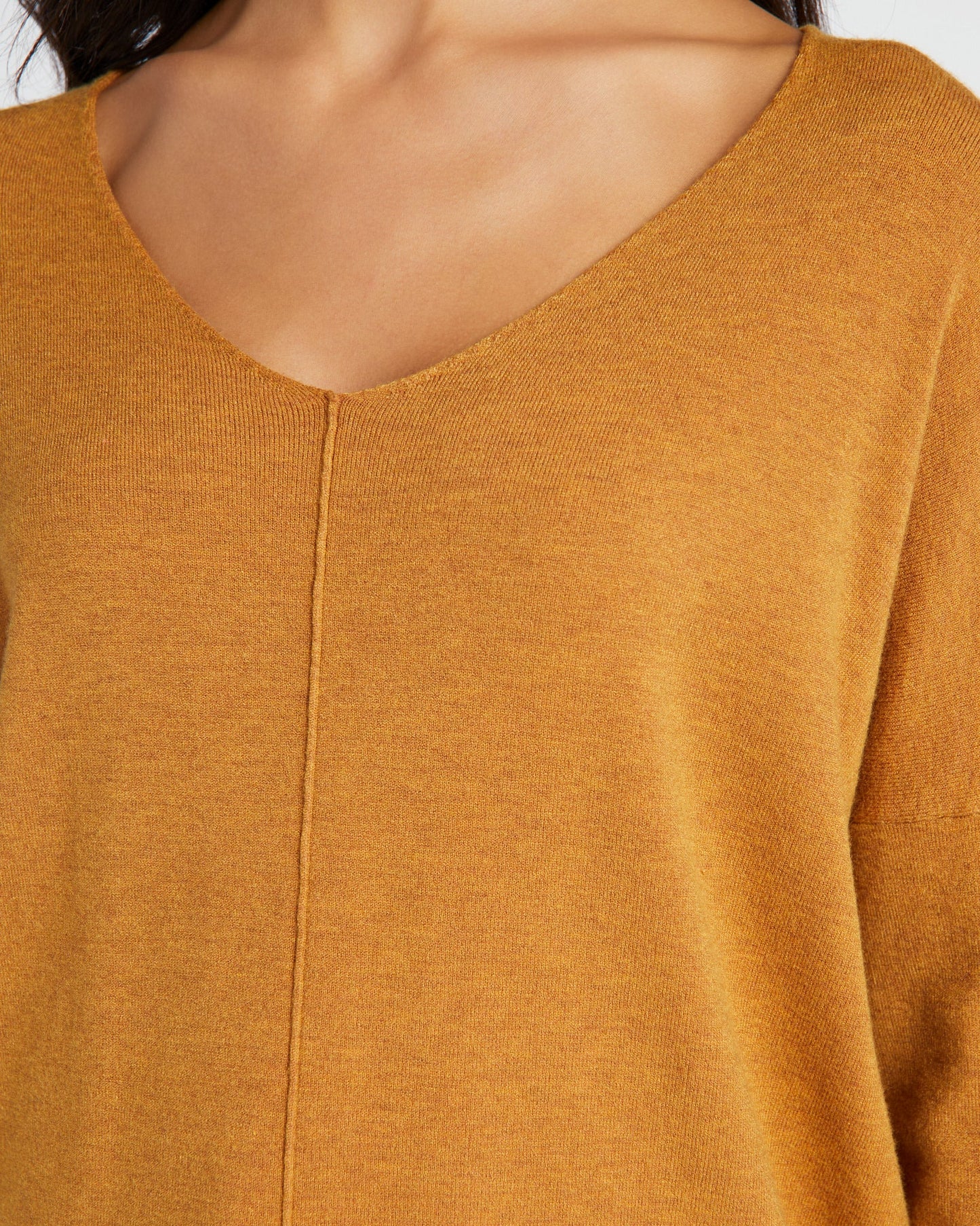 Front Seam V-Neck Sweater