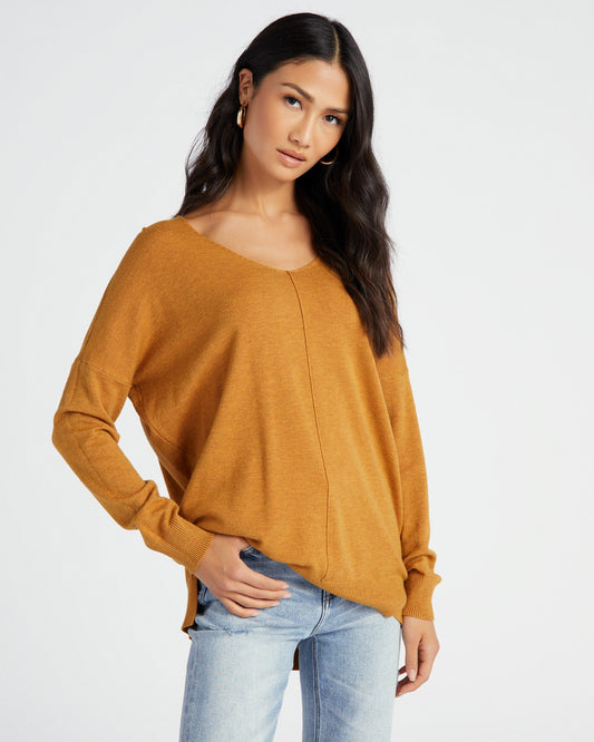 Front Seam V-Neck Sweater