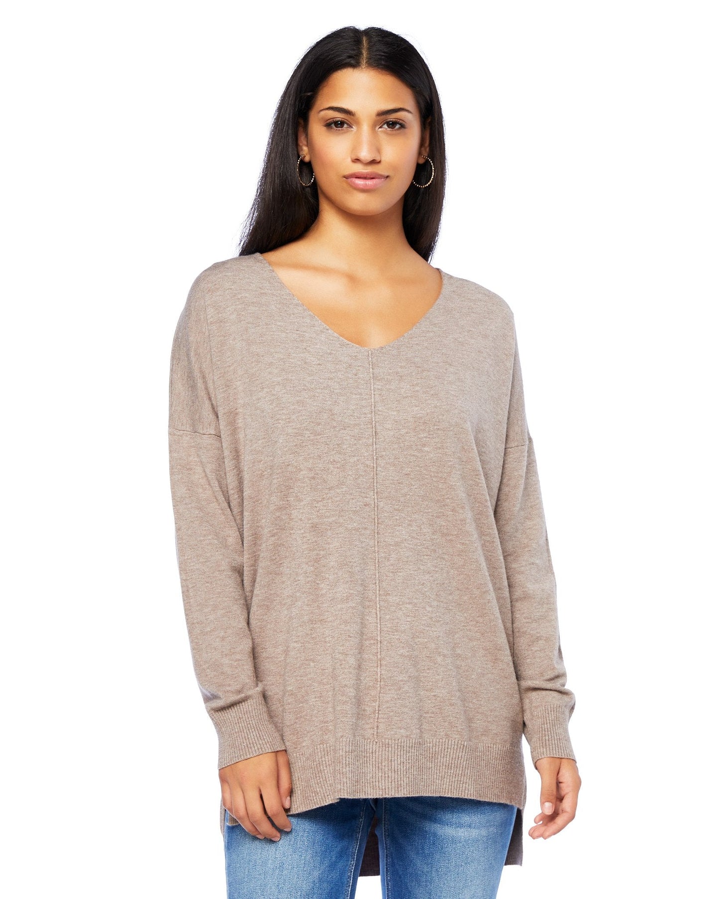 Front Seam V-Neck Sweater