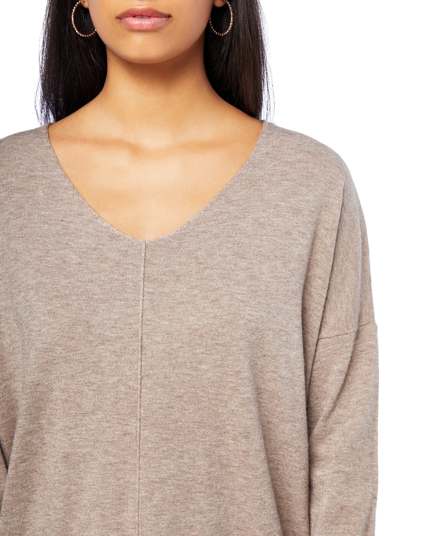 Front Seam V-Neck Sweater