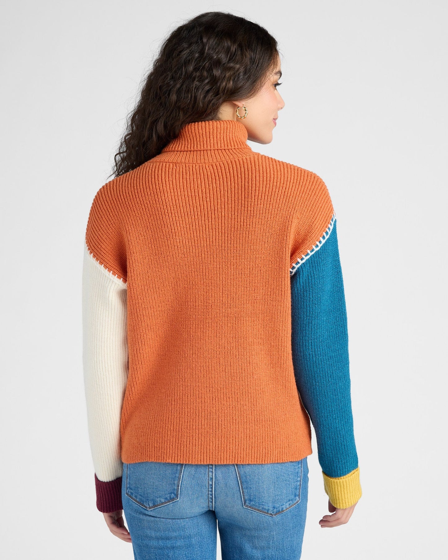 Mock Neck Colorblock Pullover