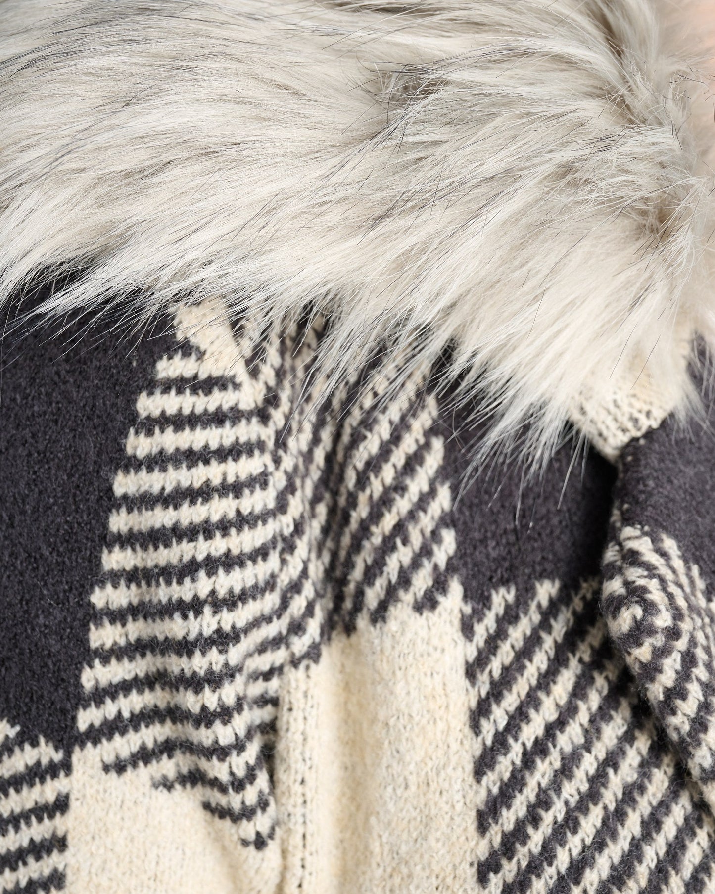 Plus Size Buffalo Plaid Coatigan with Removable Fur