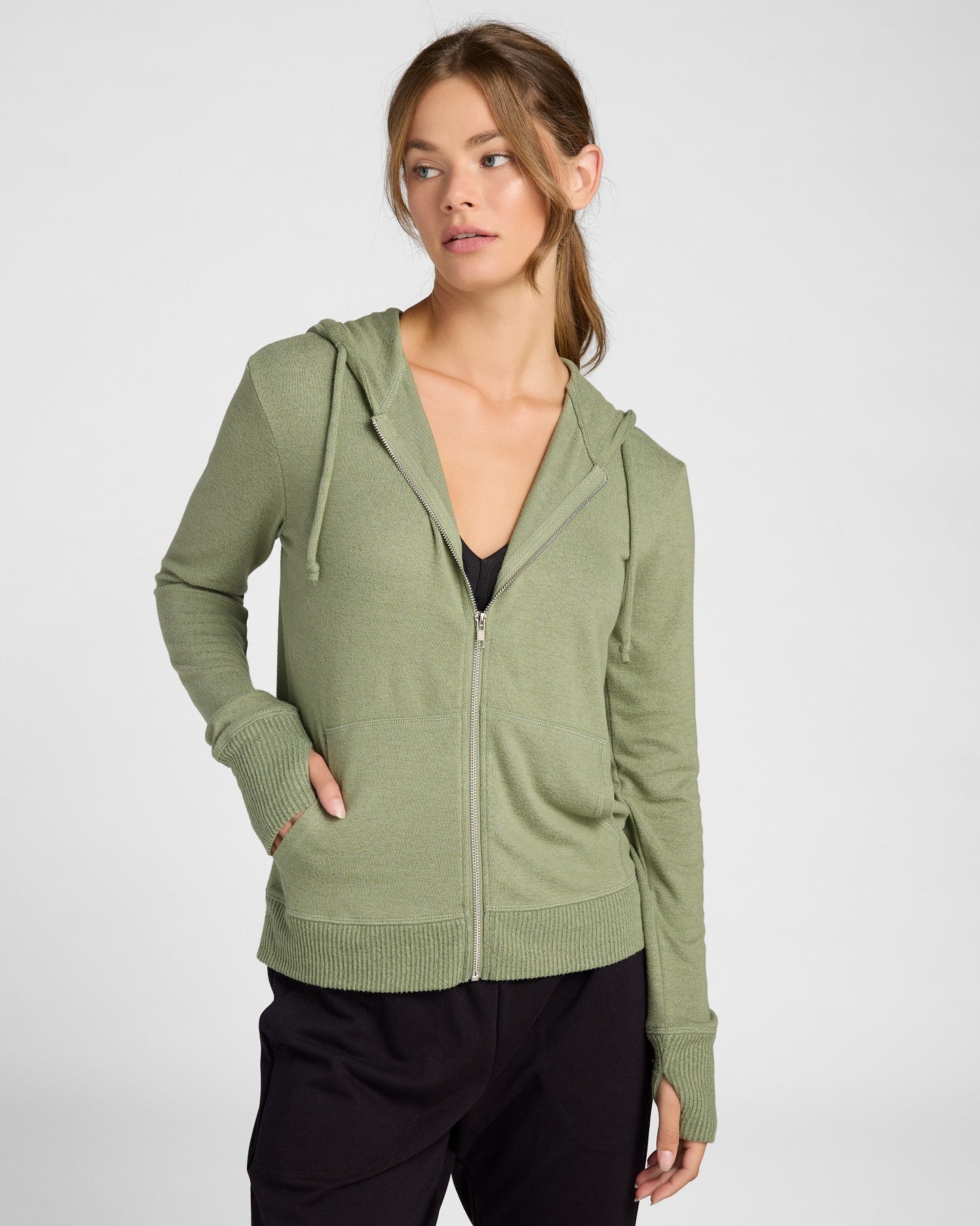 Hacci Zip Front Pocket Hoodie