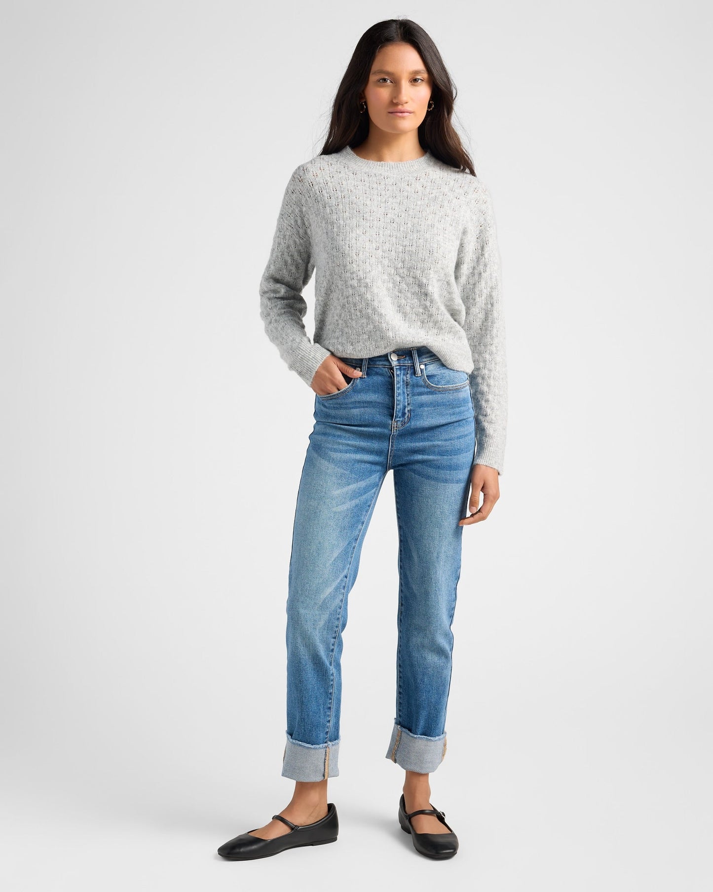 Lurex Open Weave Crewneck
