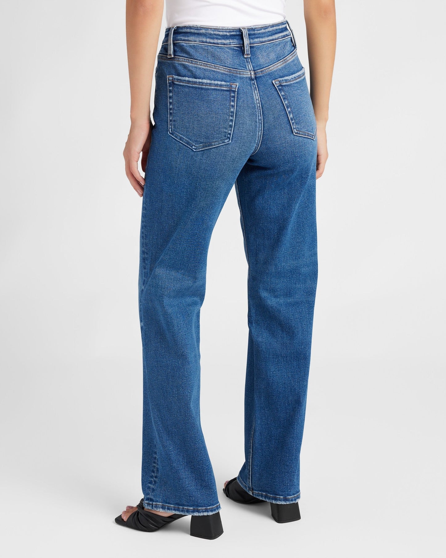 Mid Rise Slim Wide Leg Jeans
