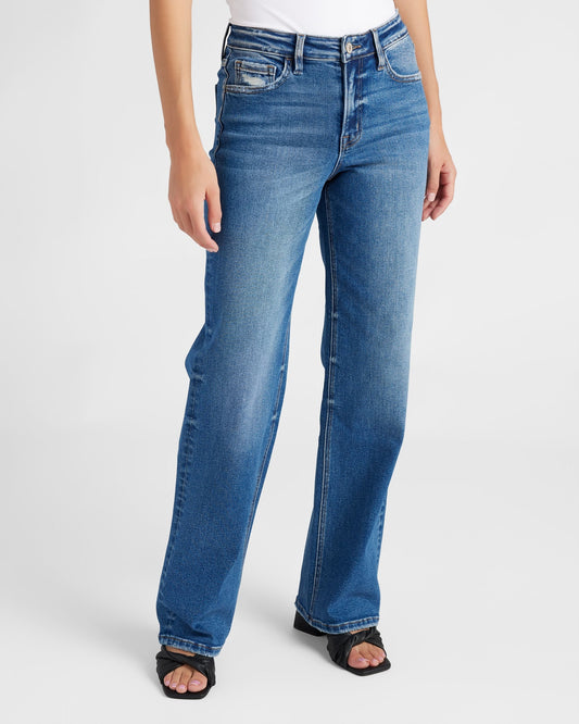 Mid Rise Slim Wide Leg Jeans