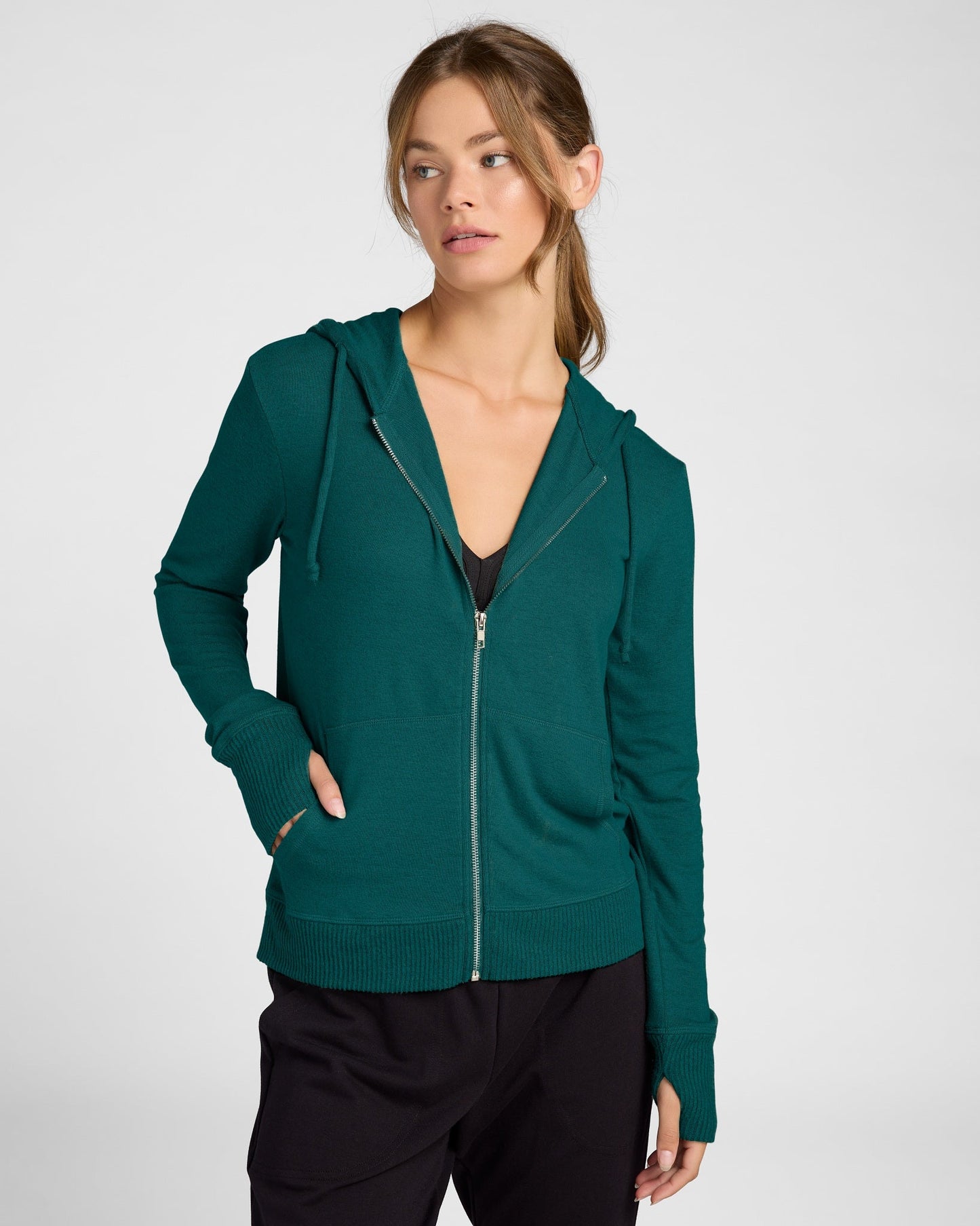 Hacci Zip Front Pocket Hoodie