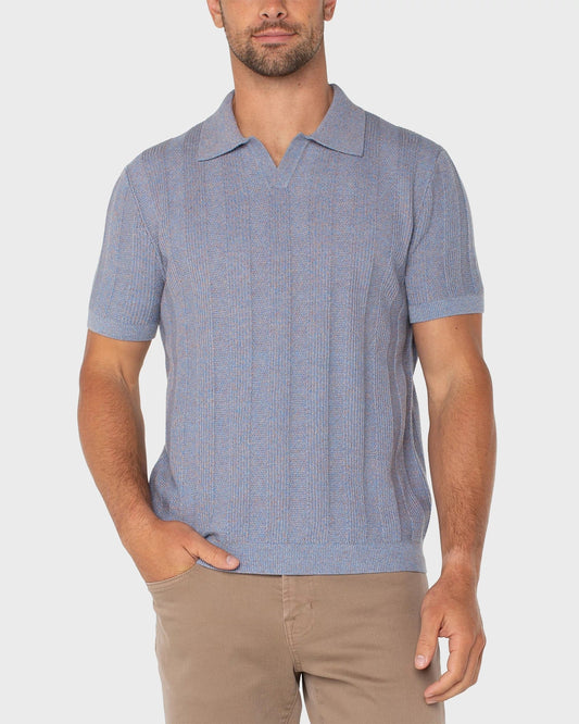 Short Sleeve Johnny Collar Sweater Knit
