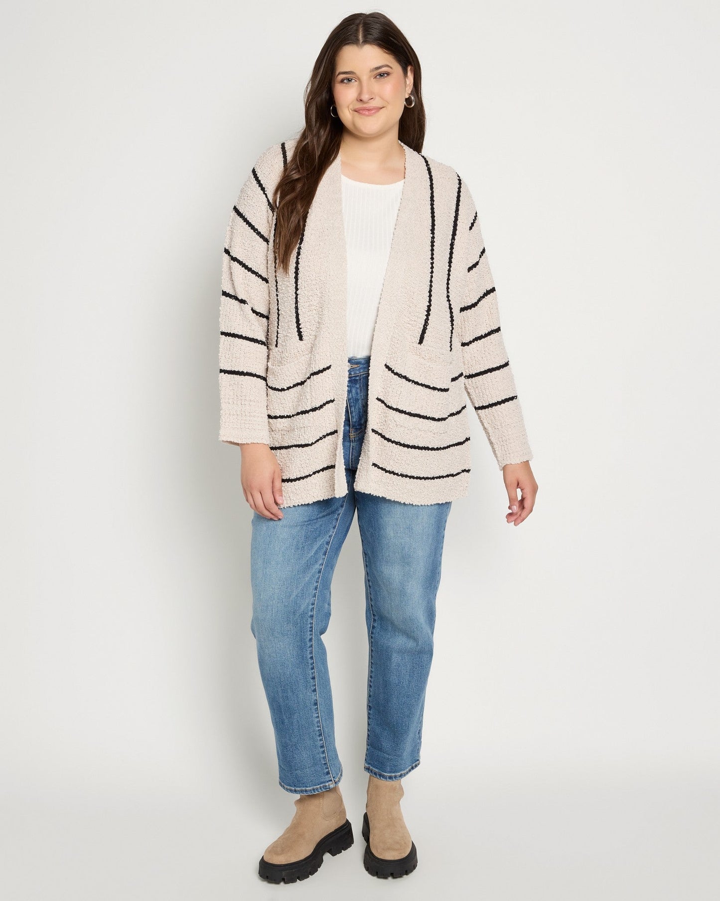 Plus Size Eyelash Cardigan Chenille Base