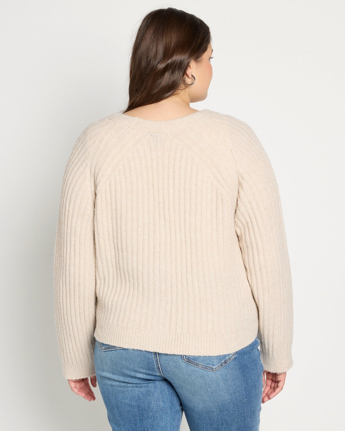 Plus Size Button Front V-Neck Cardigan