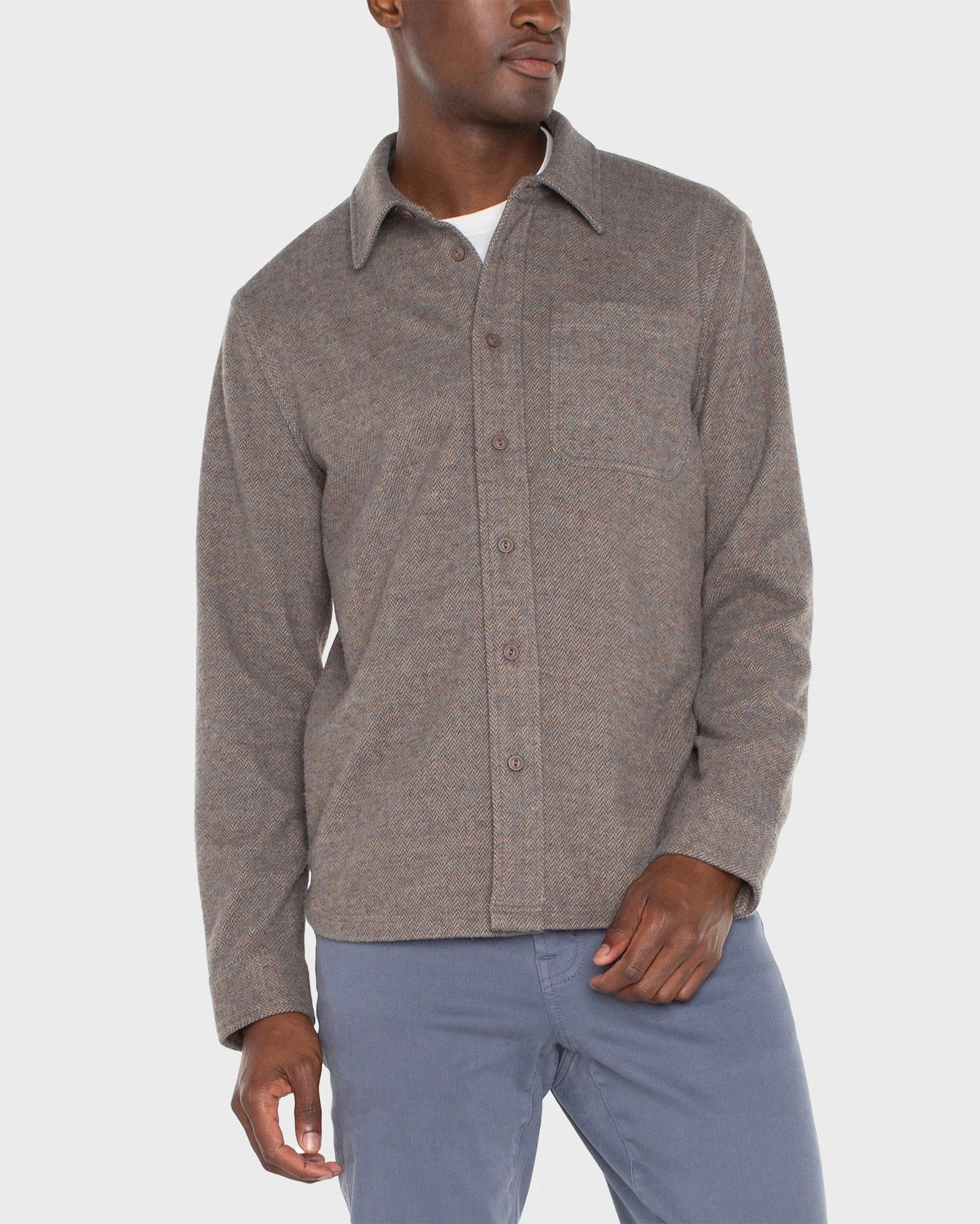 Knit Long Sleeve Button Up Shirt