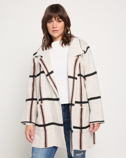 Plus Size Plaid Sweater Coatigan