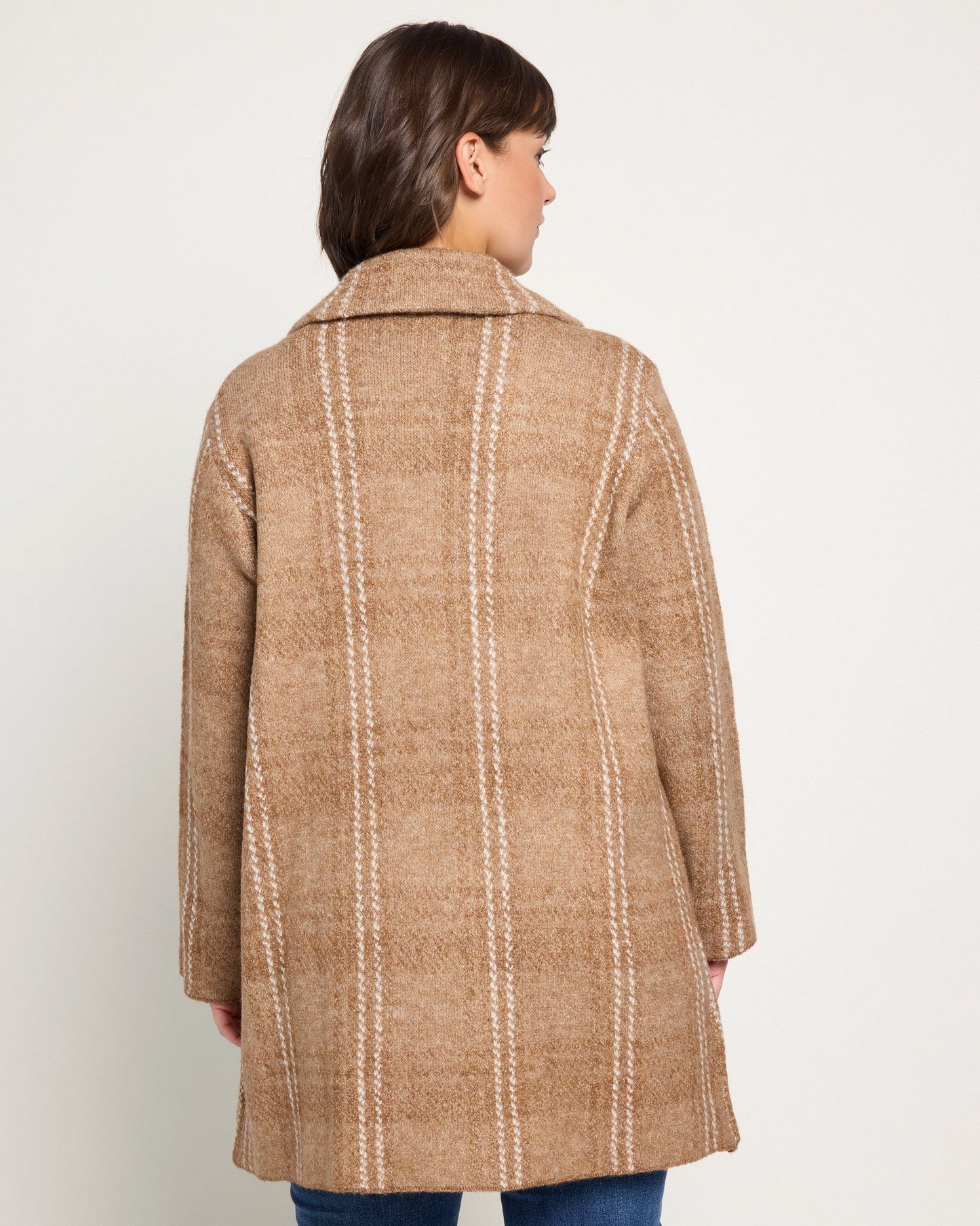 Plus Size Plaid Sweater Coatigan