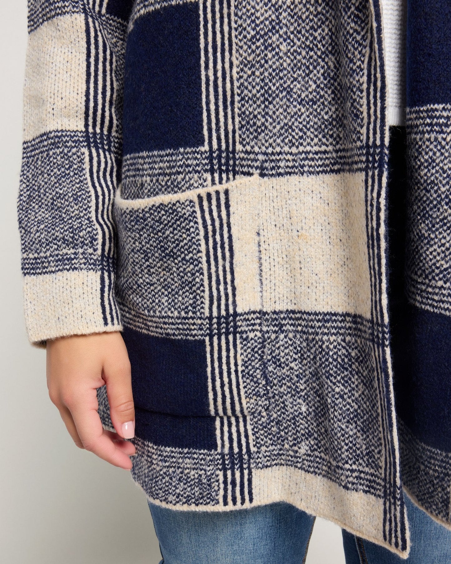 Plus Size Plaid Sweater Coatigan
