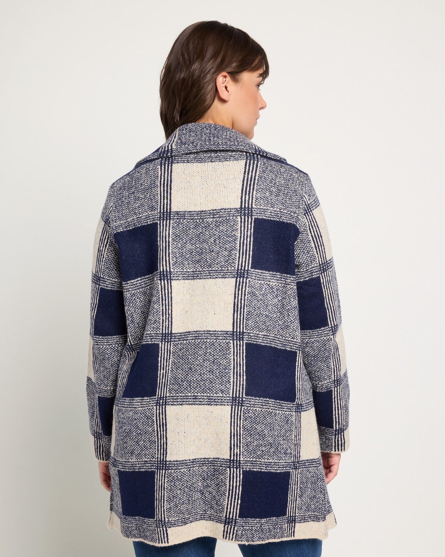 Plus Size Plaid Sweater Coatigan