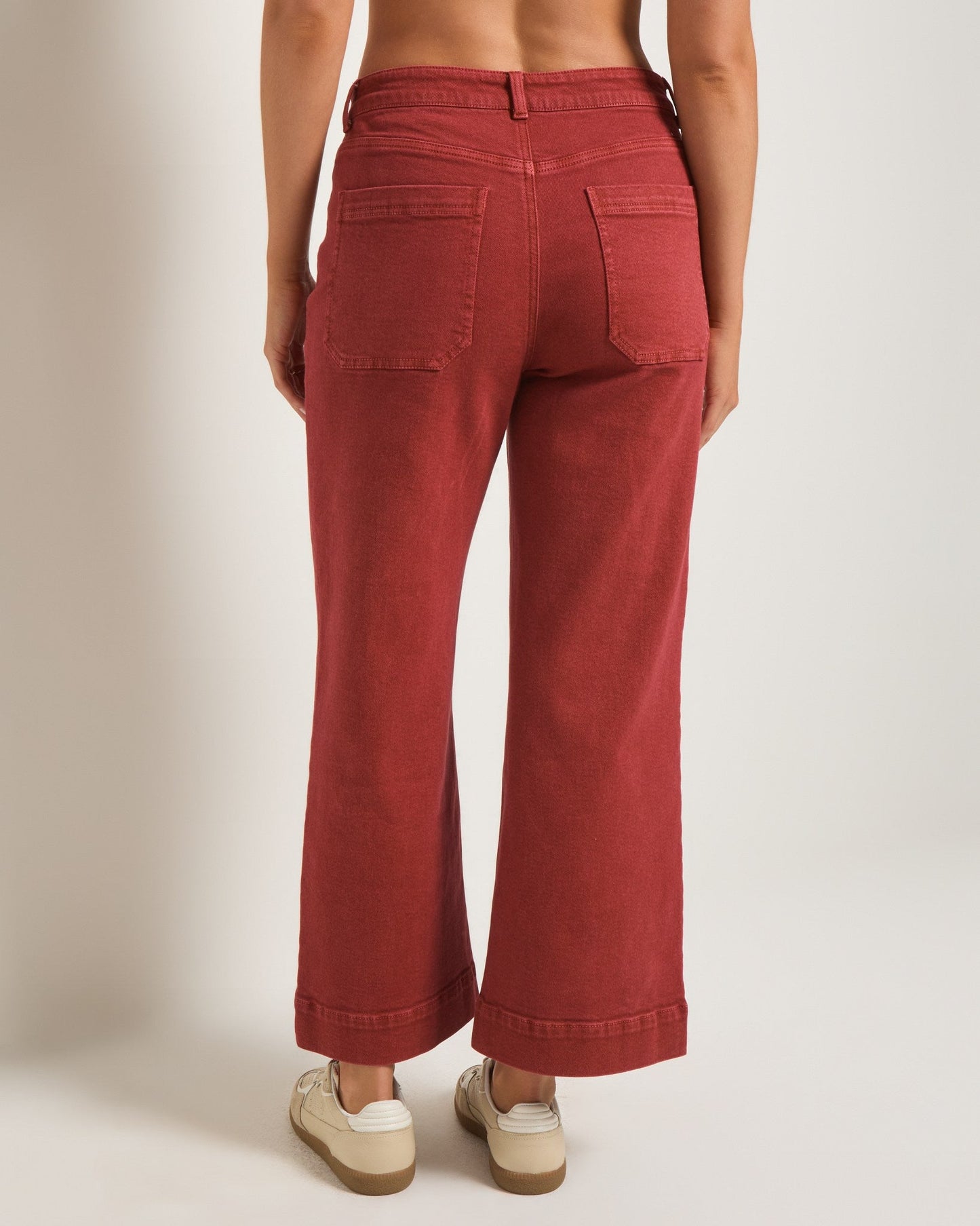Caroline Cropped Wide Leg Twill Pant
