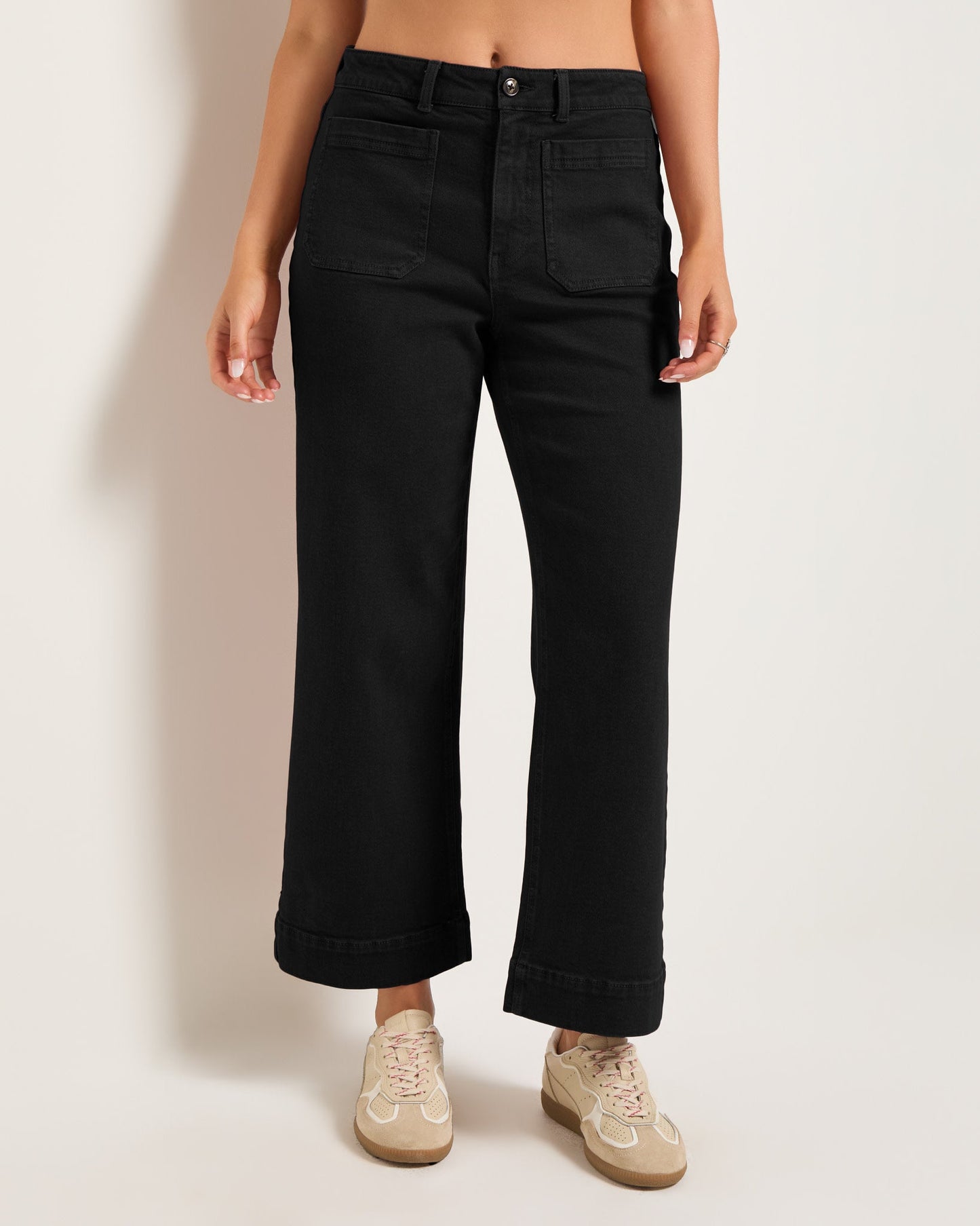 Caroline Cropped Wide Leg Twill Pant