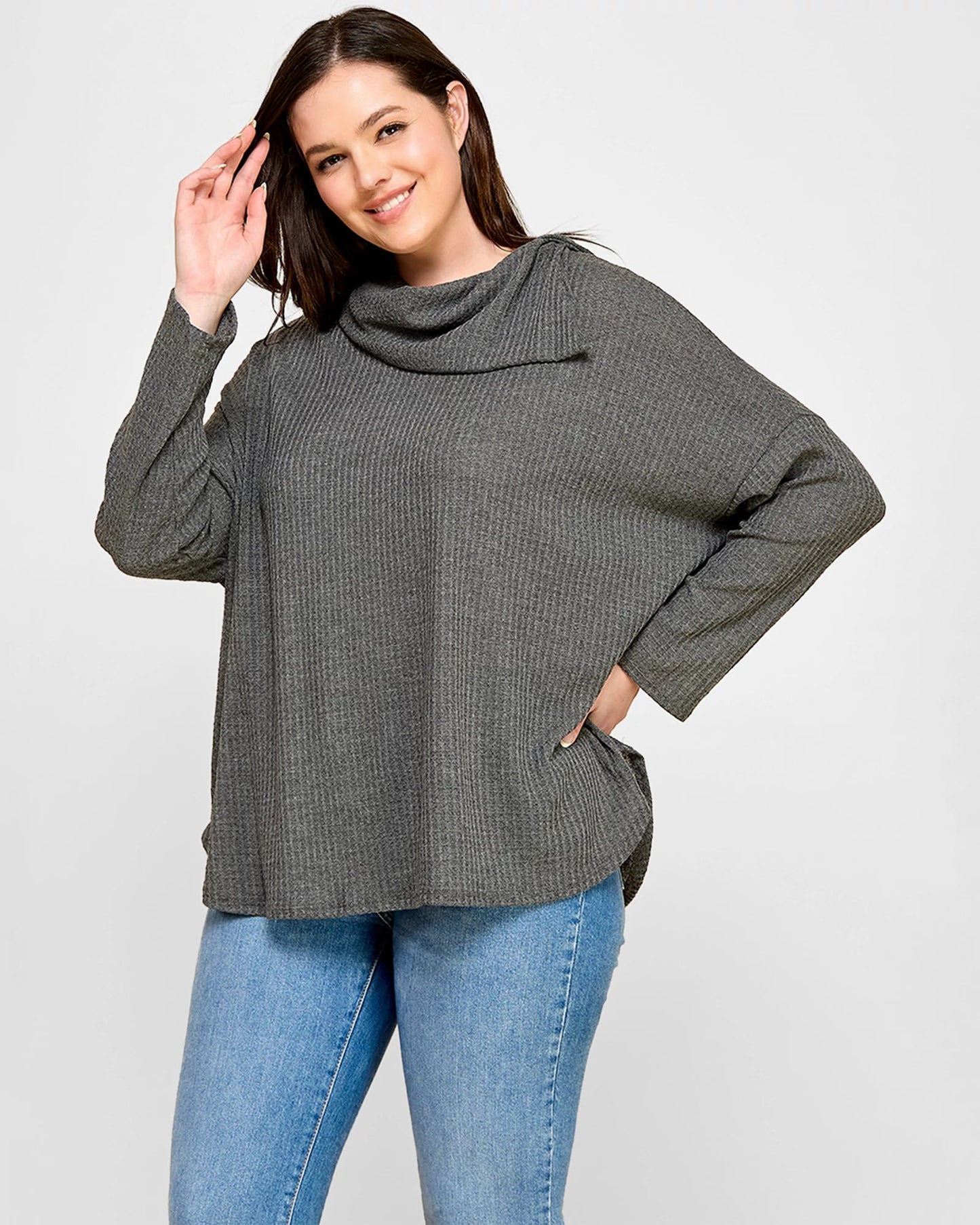Plus Size Asymmetrical Turtleneck