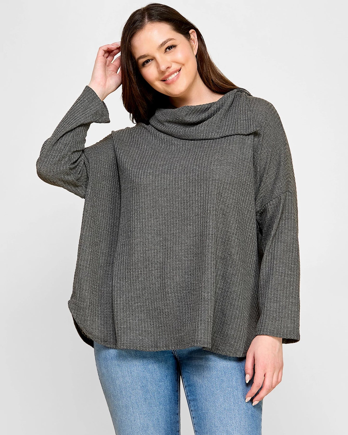 Plus Size Asymmetrical Turtleneck