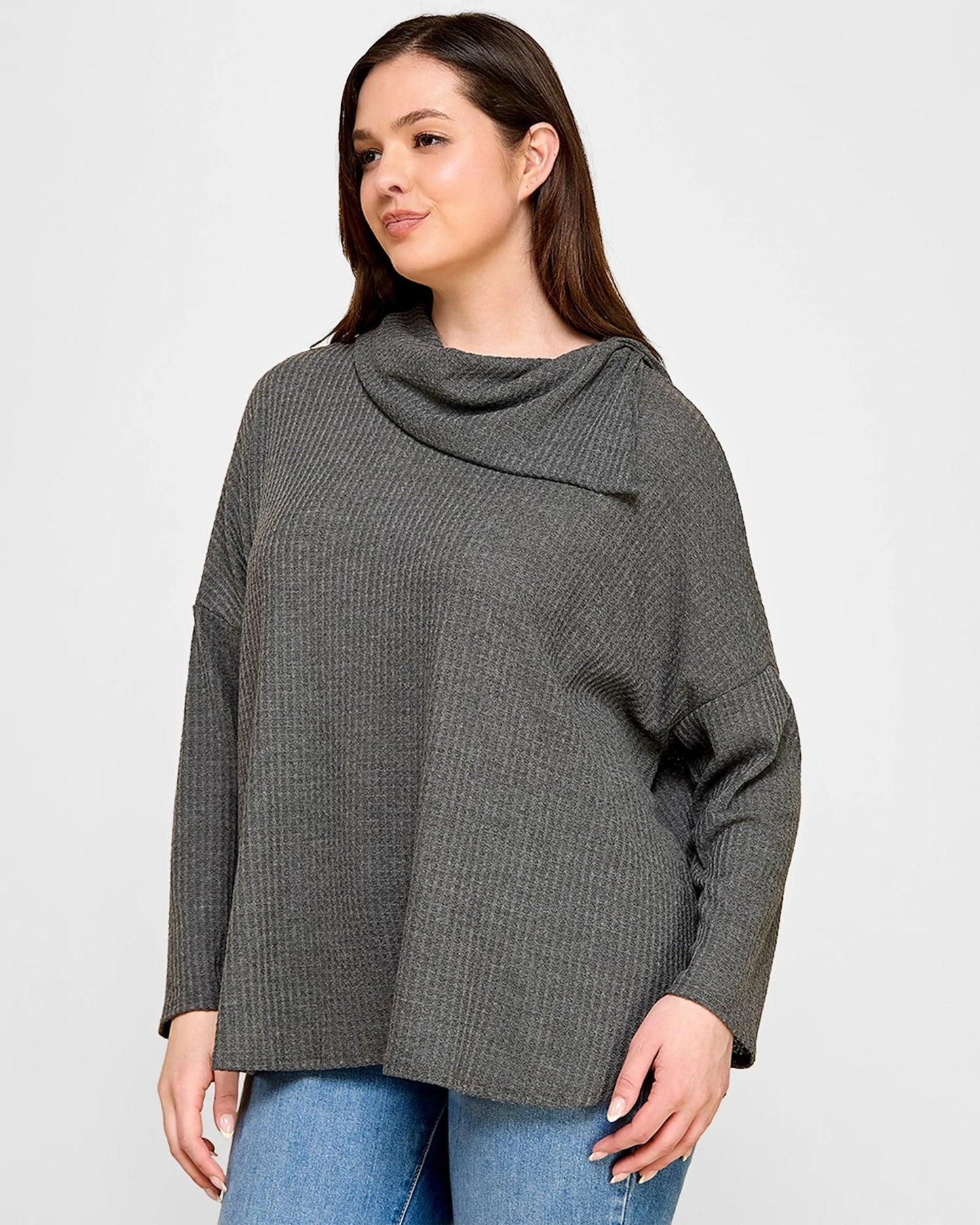 Plus Size Asymmetrical Turtleneck
