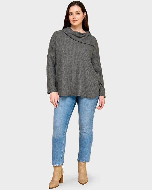 Plus Size Asymmetrical Turtleneck