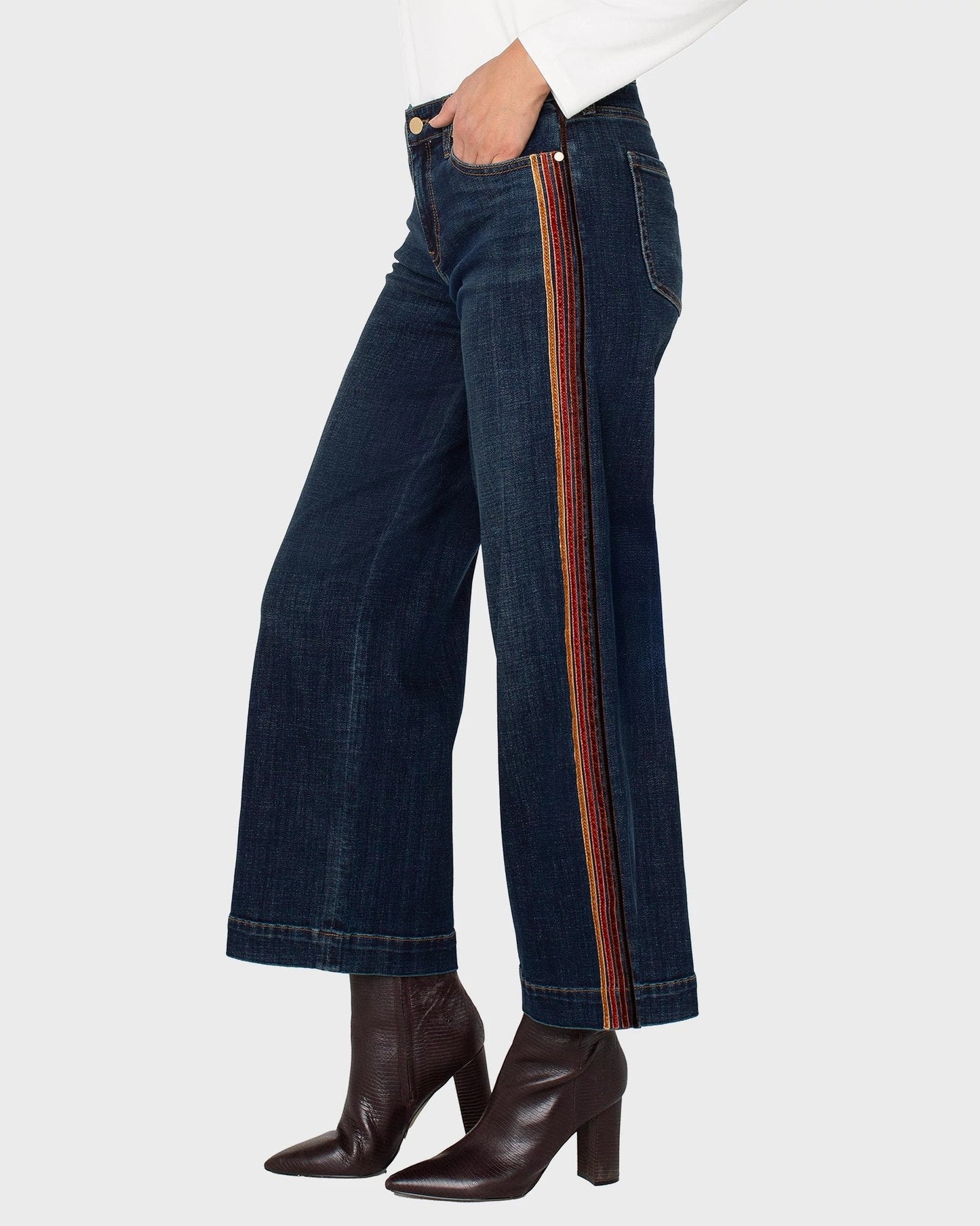 The Stride Wide Leg Jeans with Velvet Trim