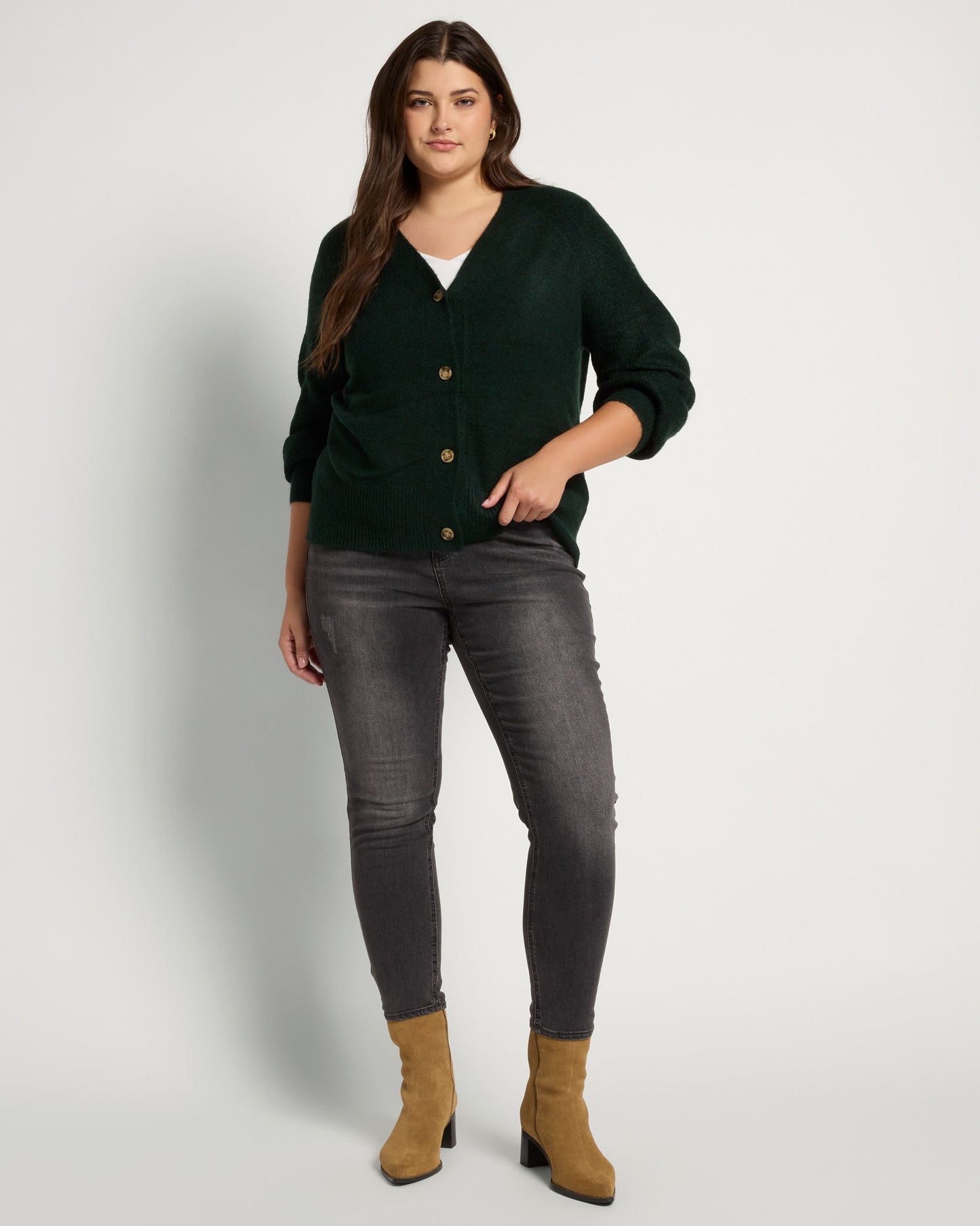 Plus Size Button Front Boyfriend Cardigan