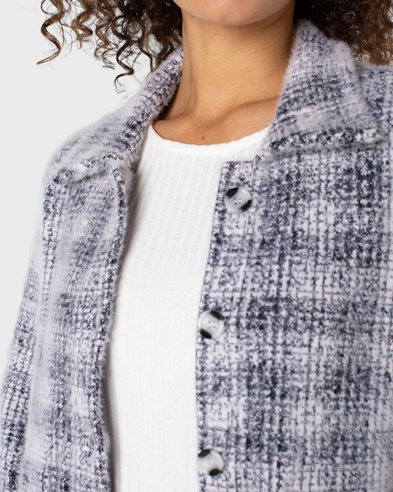 Eyelash Bomber Sweater Jacket