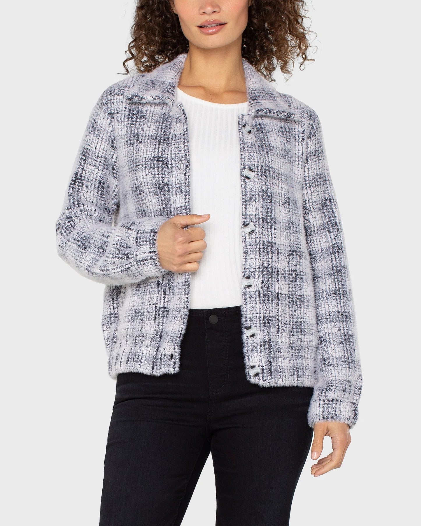Eyelash Bomber Sweater Jacket