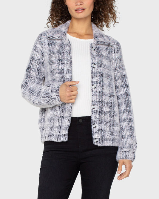 Eyelash Bomber Sweater Jacket