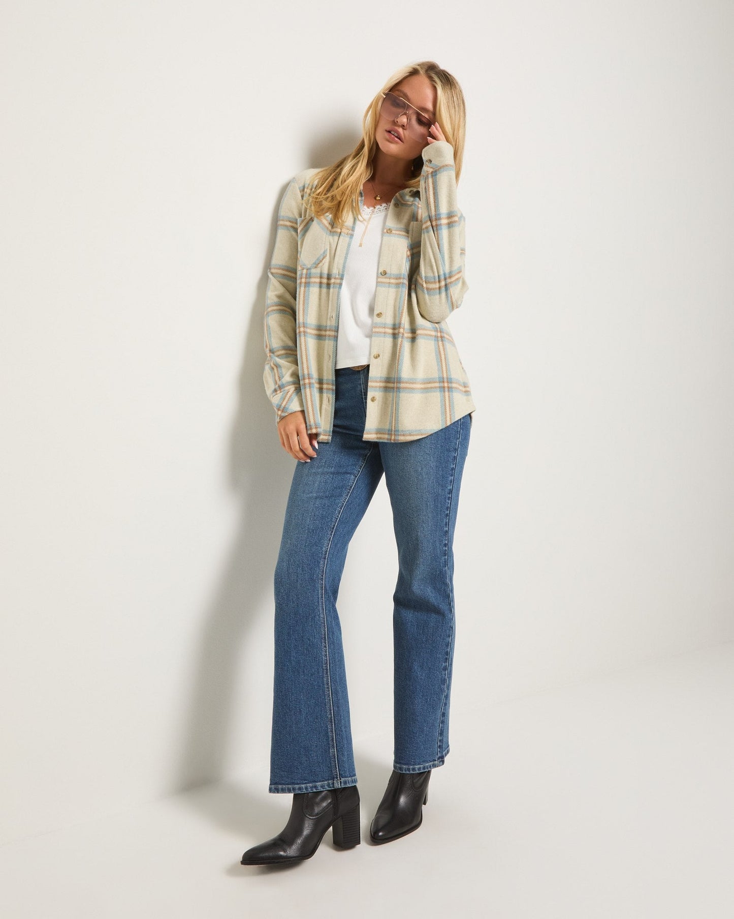 Sunset Plaid Knit Top
