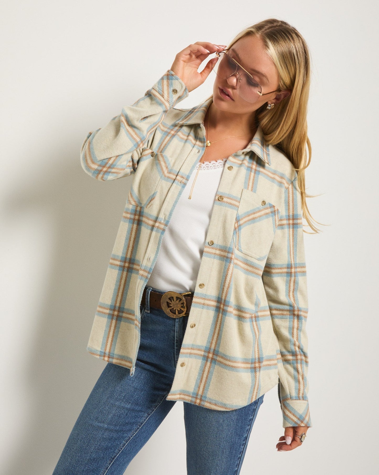 Sunset Plaid Knit Top