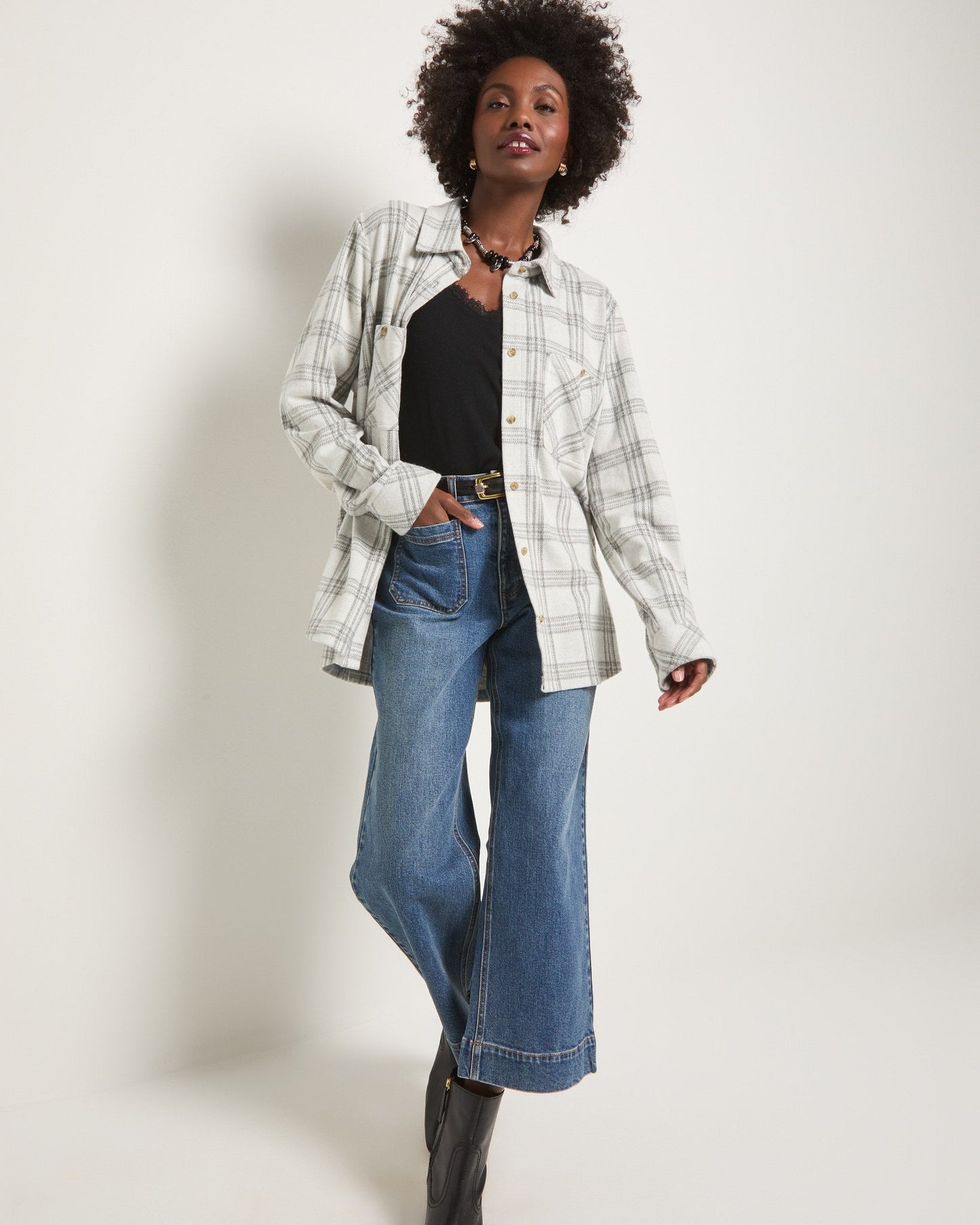 Sunset Plaid Knit Top