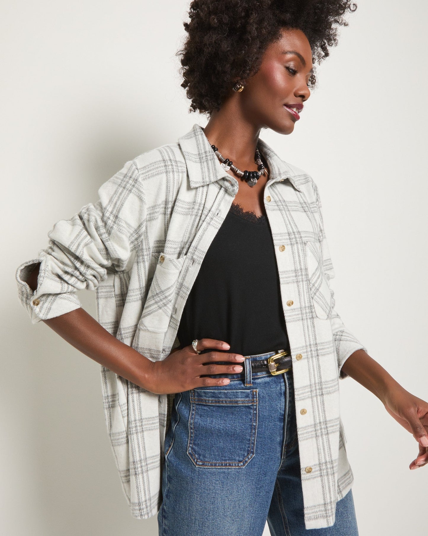 Sunset Plaid Knit Top