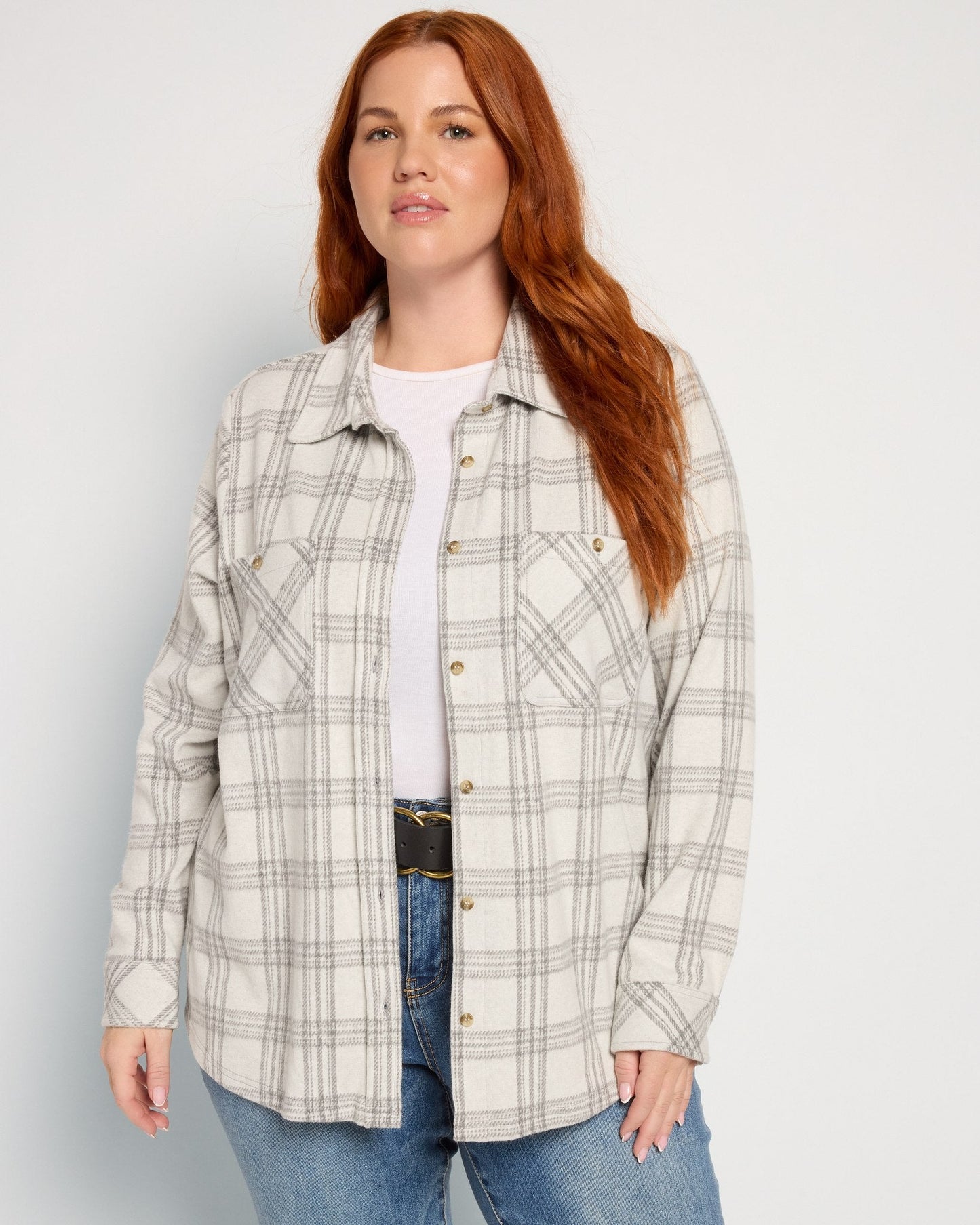 Plus Size Sunset Plaid Knit Top