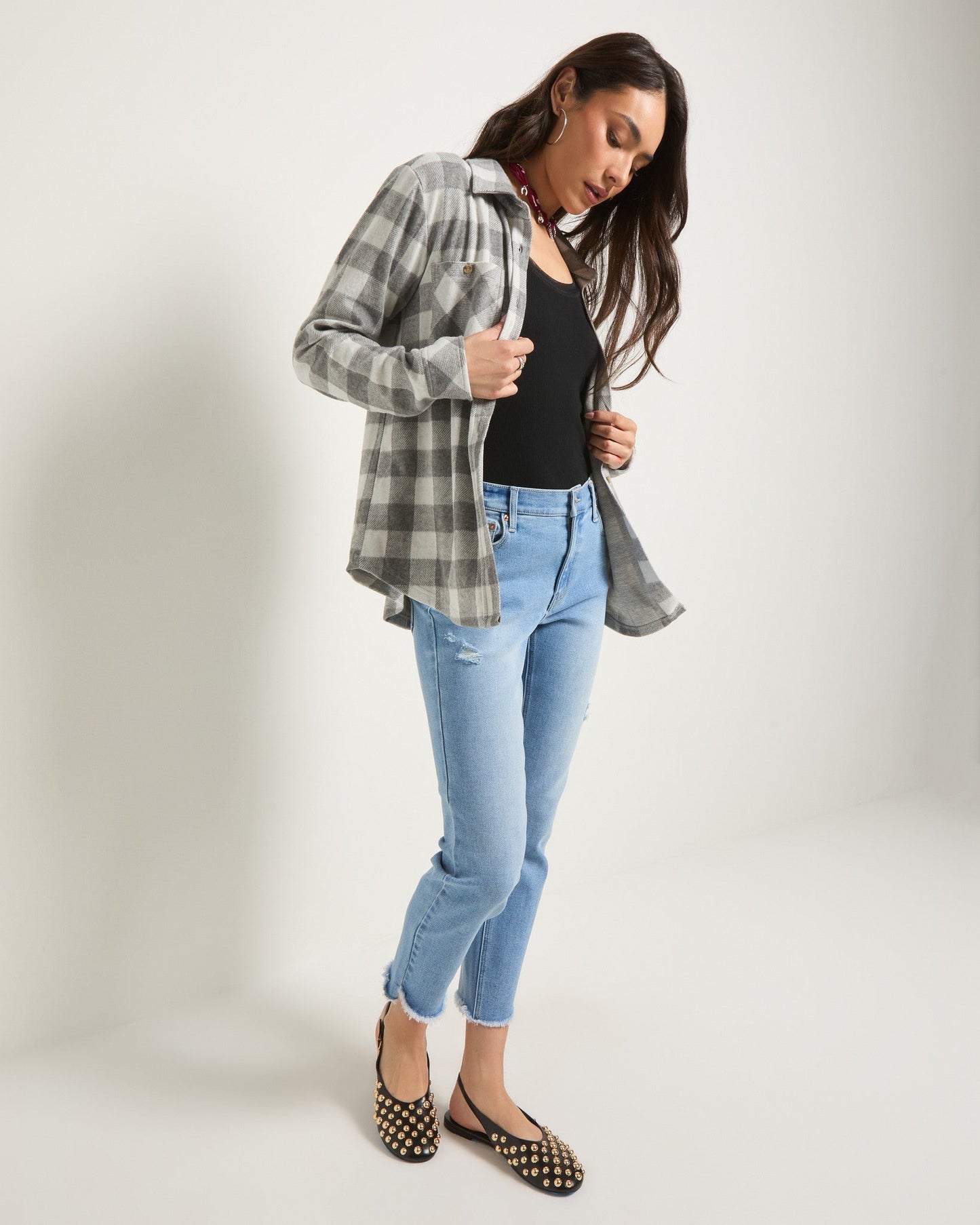 Sunset Plaid Knit Top