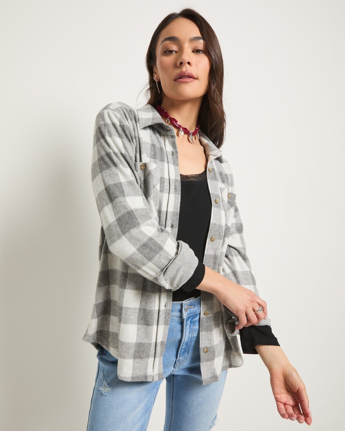 Sunset Plaid Knit Top