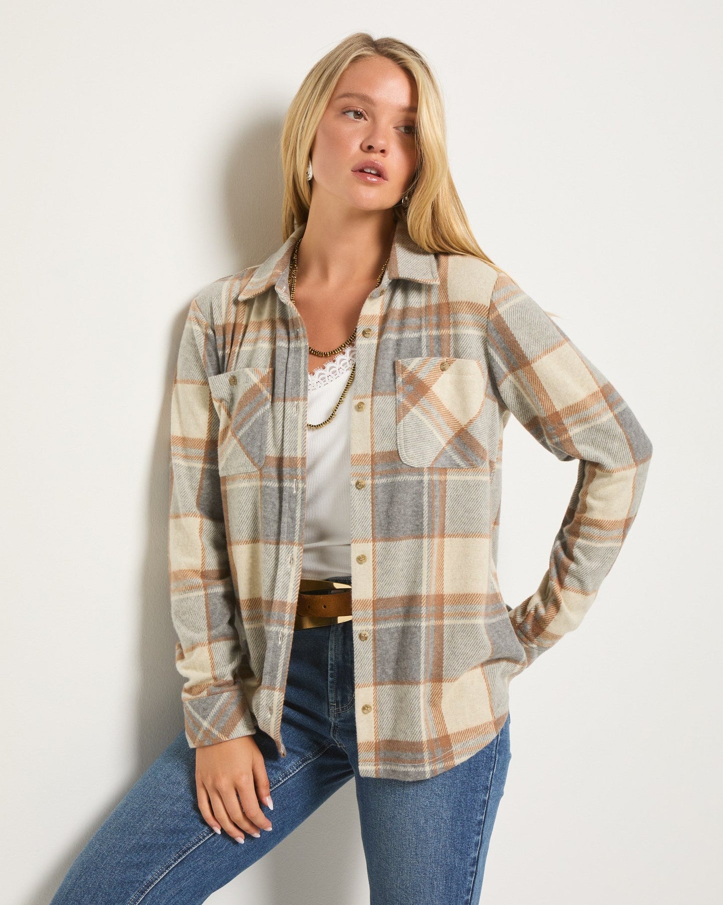 Sunset Plaid Knit Top