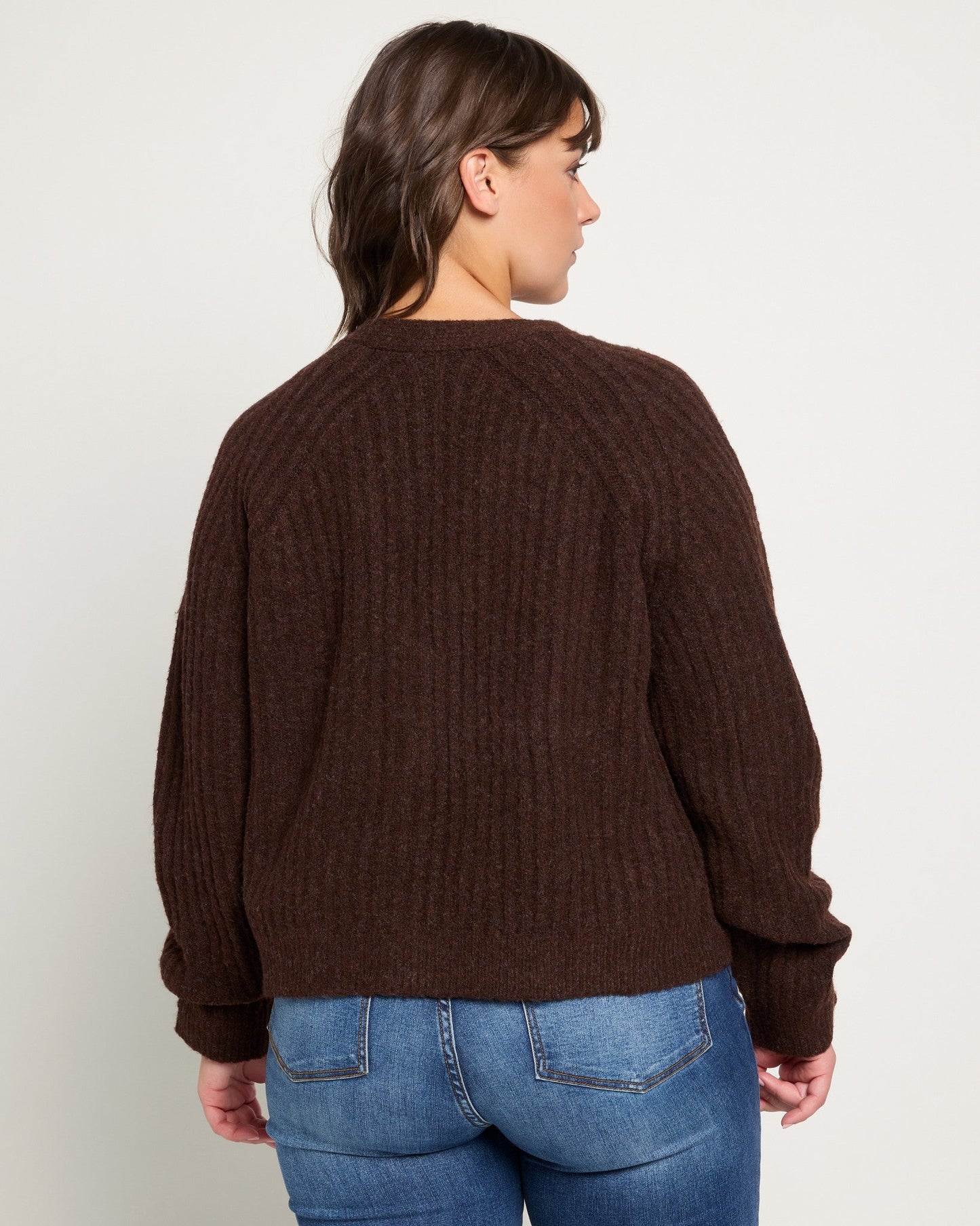 Plus Size Button Front V-Neck Cardigan