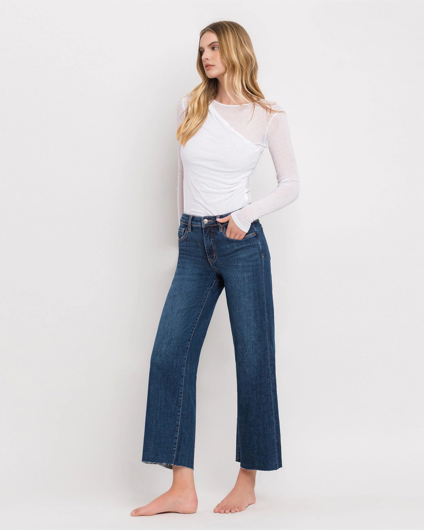 Mid Rise Wide Leg Jeans