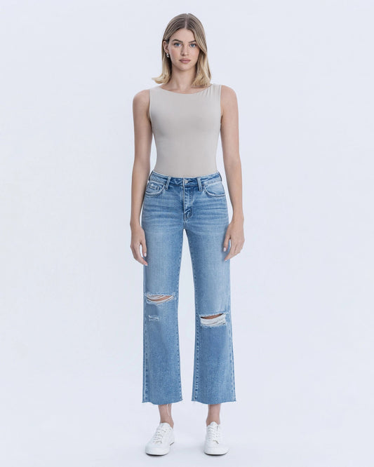 Mid Rise Slim Wide Leg Jeans