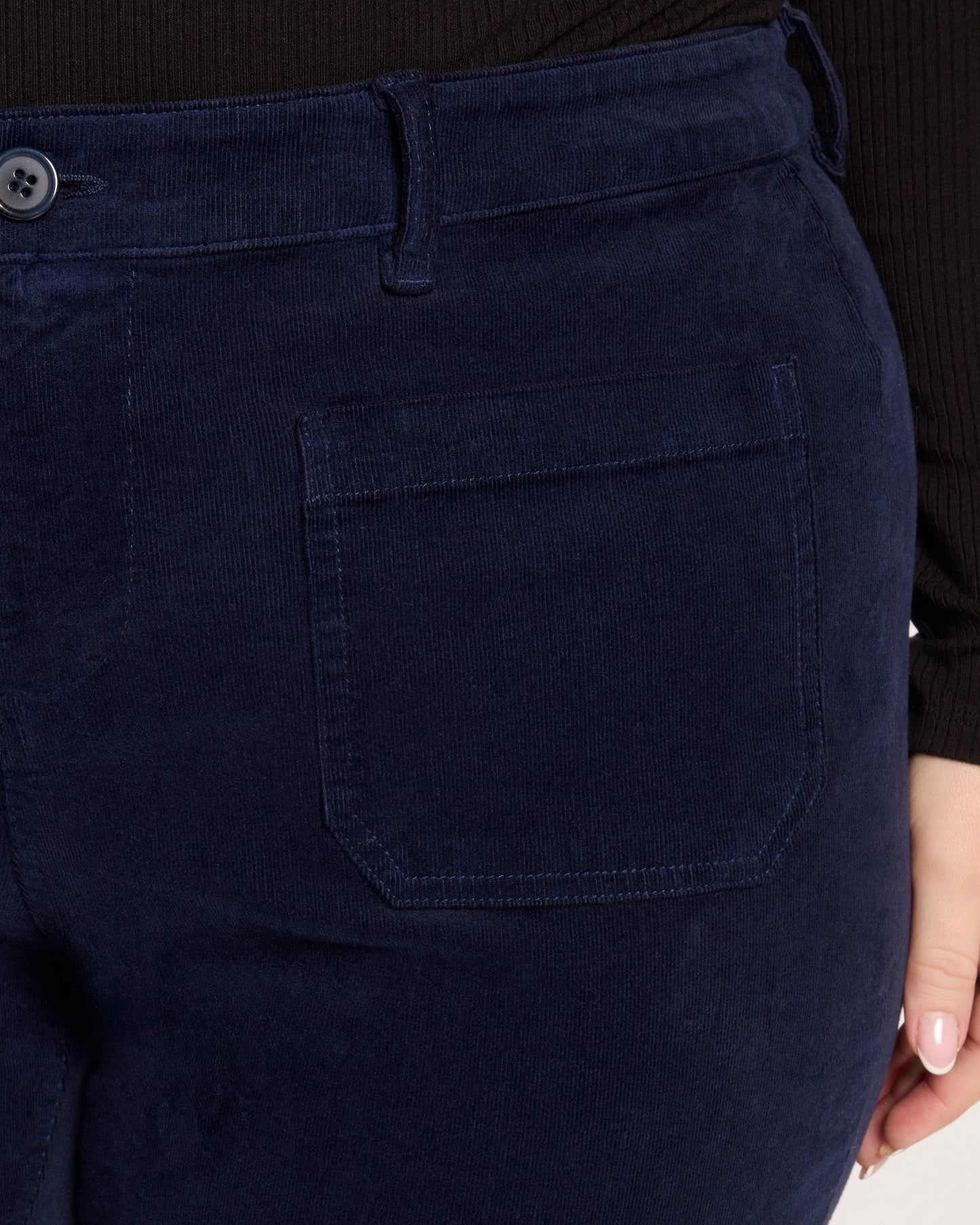 Plus Size Corduroy Crop Wide Leg with Patch Pockets