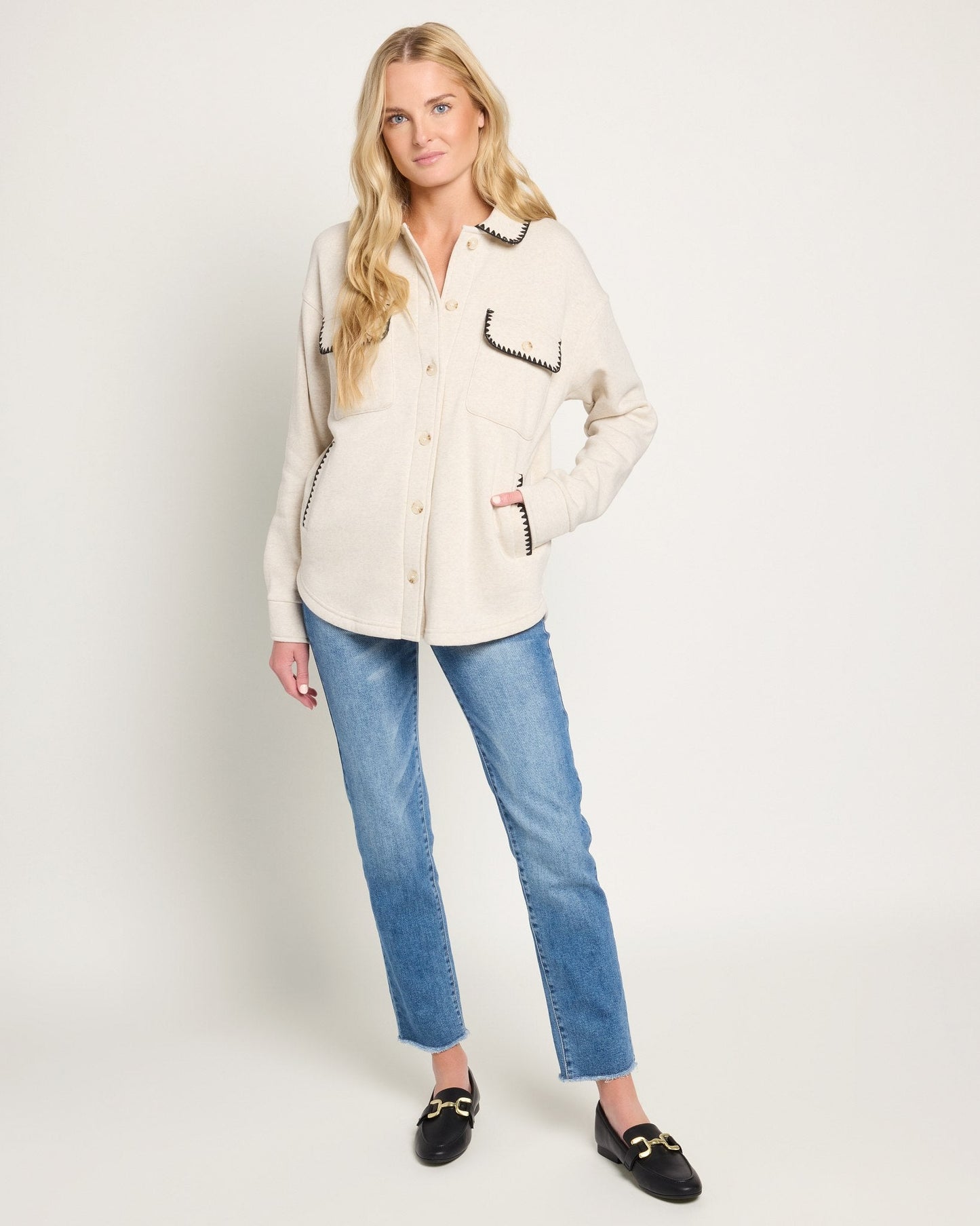 Carmine Fleece Jacket with Whipstitch