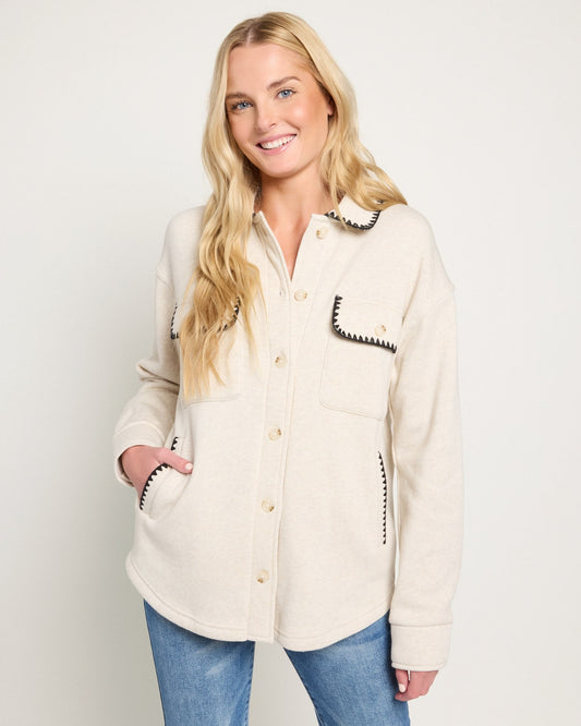 Carmine Fleece Jacket with Whipstitch