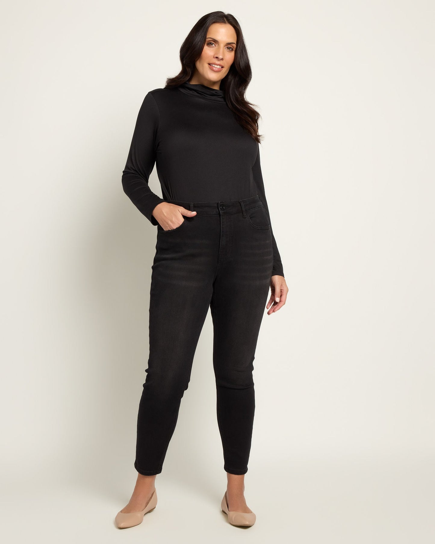 Plus Size Long Sleeve Butterknit Mock Neck Top