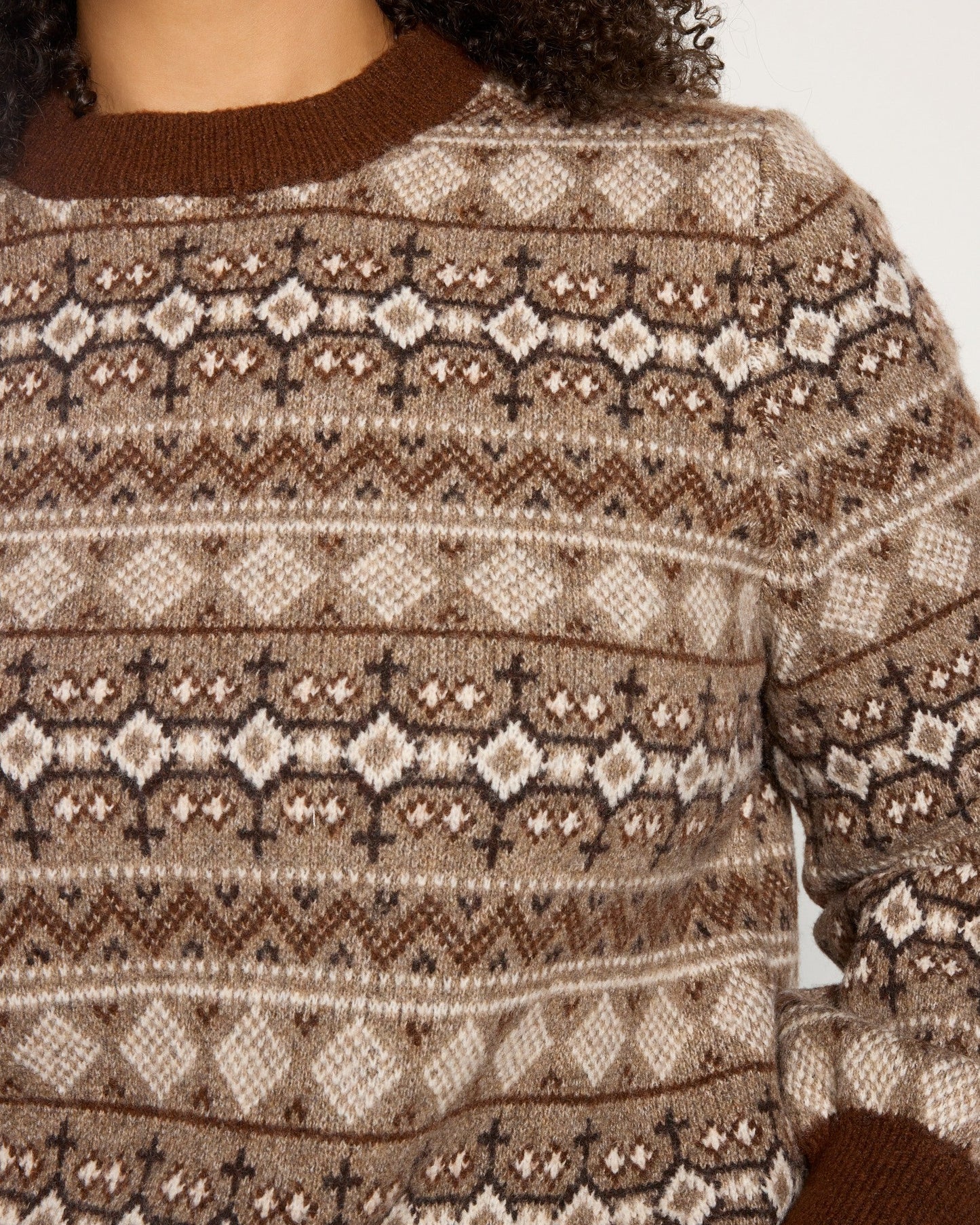 Plus Size Balloon Sleeve Fair Isle Sweater