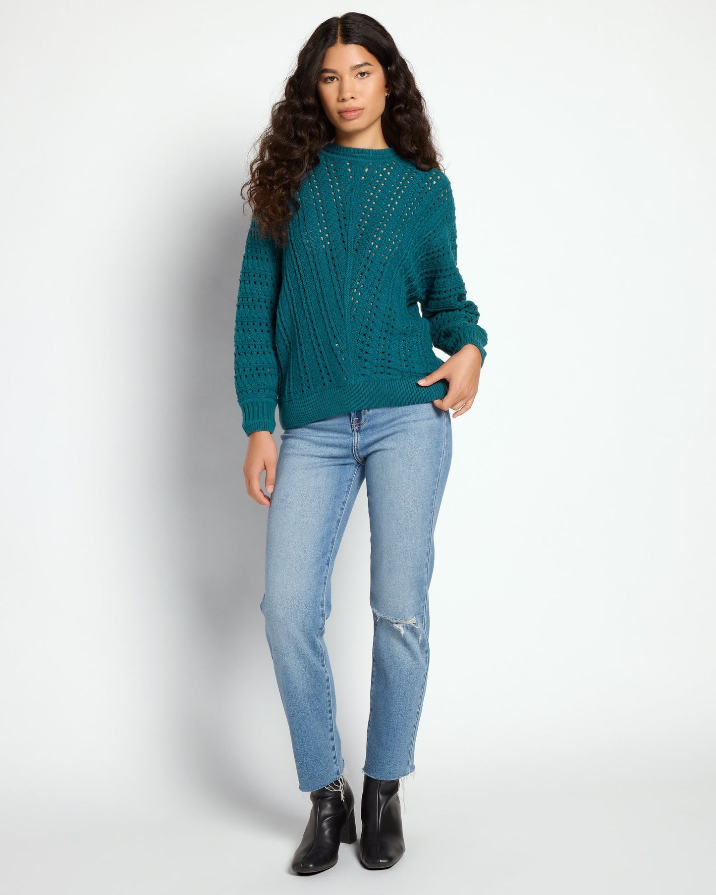 Vertical Knit Batwing Pullover