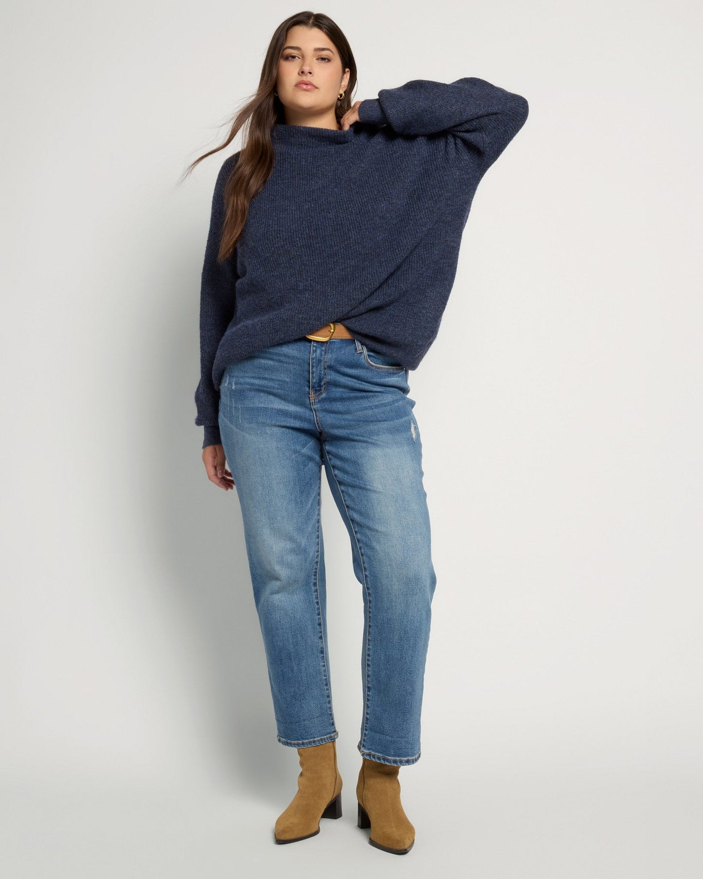 Plus Size Desert Rose Funnel Neck Sweater