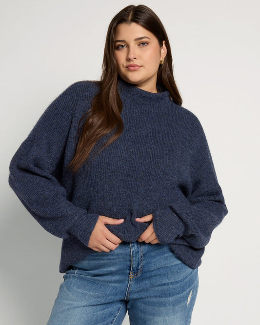 Plus Size Desert Rose Funnel Neck Sweater